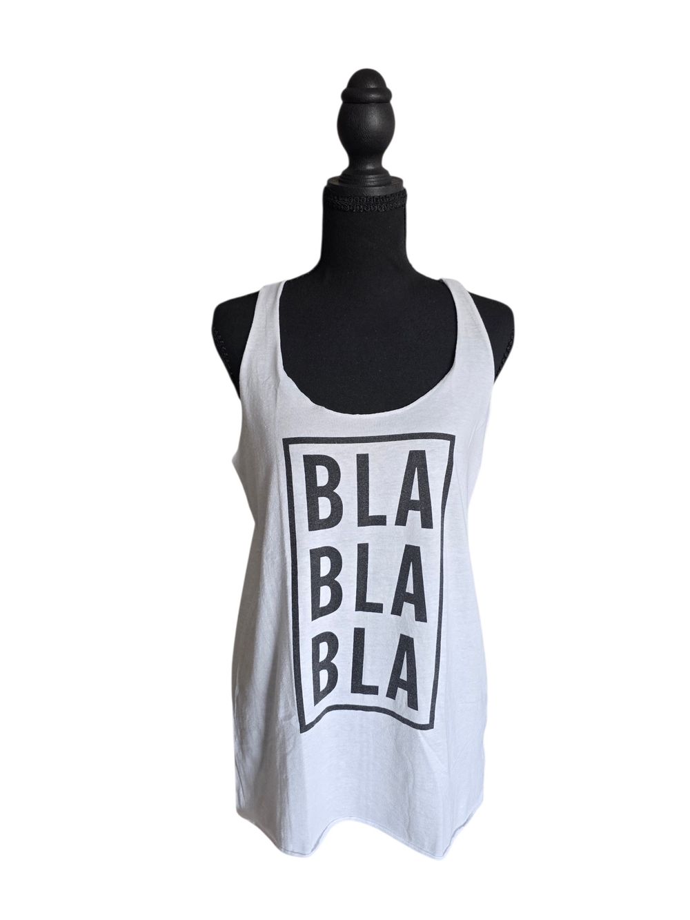 Old Navy White Tank Top with Black "BLA BLA BLA" Graphic